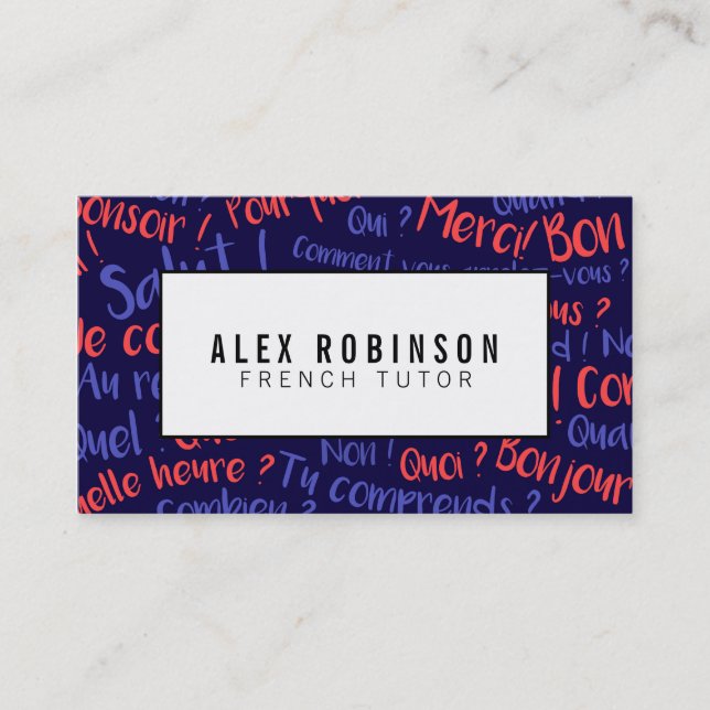 Carte de visite de tuteur de langue française de (Devant)