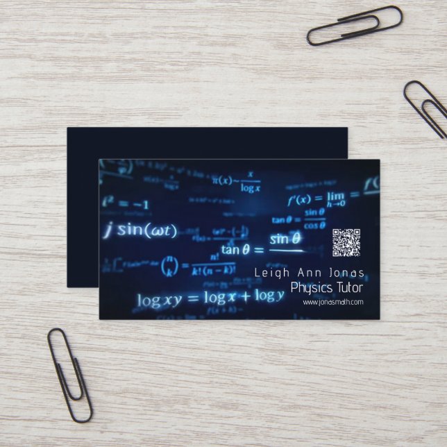 carte de visite de tuteur en physique (Devant/Arrière en situation)