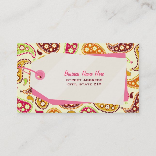 Carte de visite de vente au détail Paisley & Shopp (Devant)