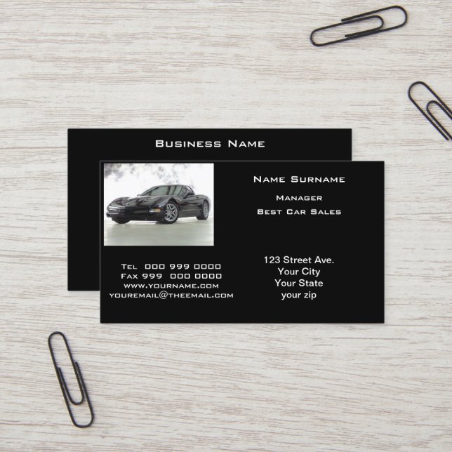 Carte de visite de ventes automobiles populaires (Devant/Arrière en situation)