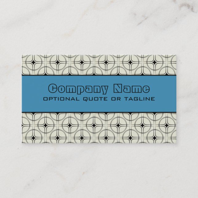 Carte de visite de verre rétro, bleu (Devant)