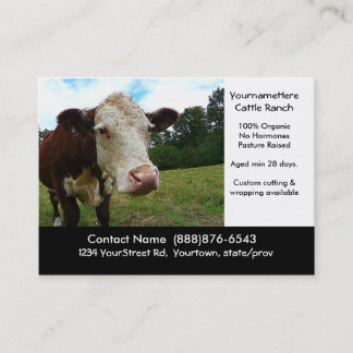 Carte de visite de viande de boeuf ou de boucherie