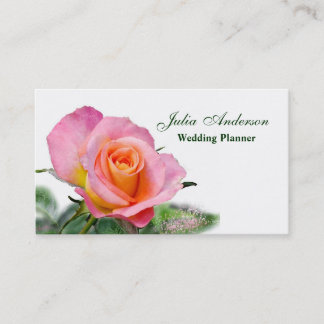 Carte de visite de wedding planner de rose de thé