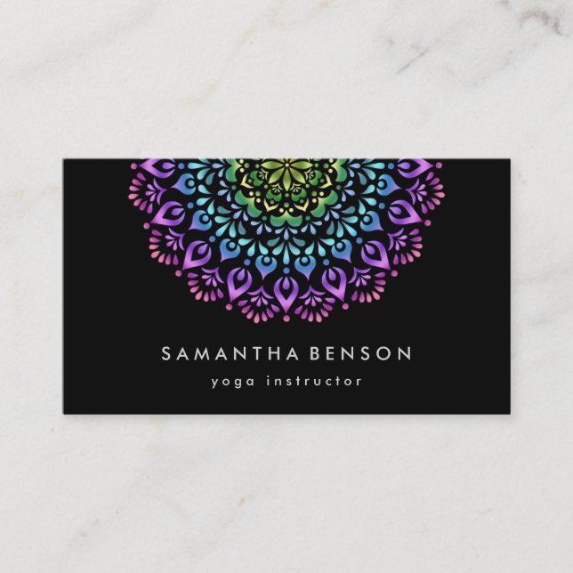 Carte de visite de yoga avec logo de fleur de lotu (Devant)