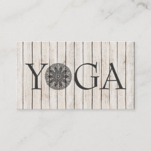 Carte de visite de yoga en bois rustique