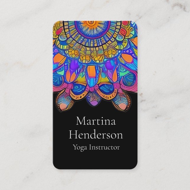Carte de visite de Yoga Mandala bleu et or (Devant)