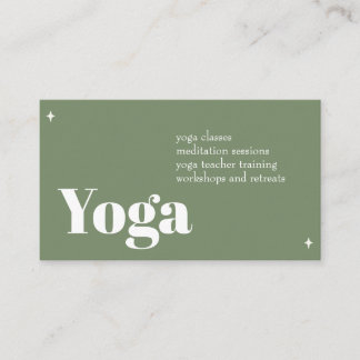 Carte de visite de yoga minimaliste en ivoire vert