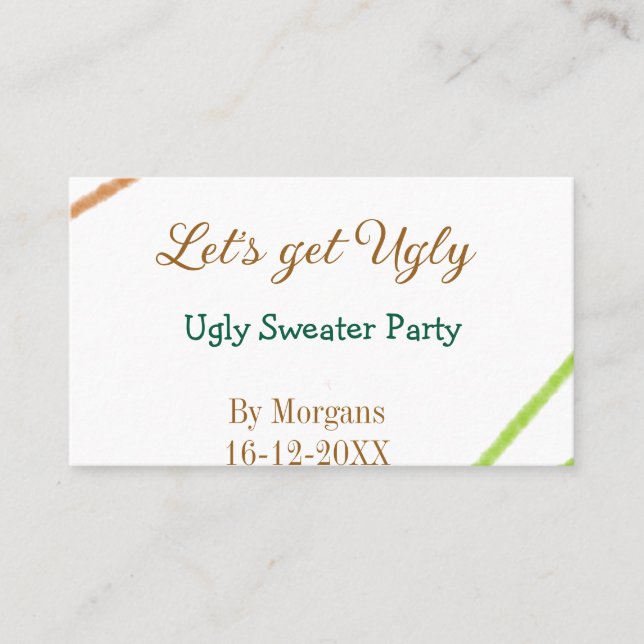Carte De Visite Débarquons avec un pull de Noël moche partyorange  (Devant)