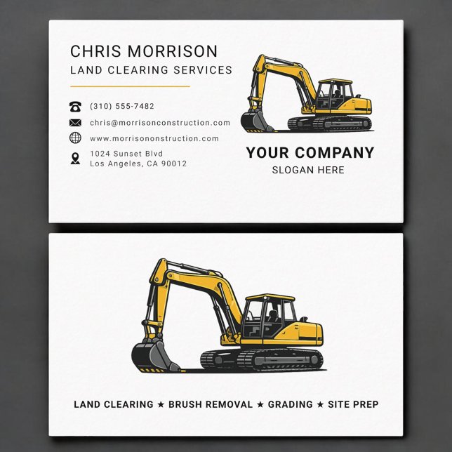 Carte De Visite Déblaiement de terrain Excavation Pelle Constructi (Créateur téléchargé)