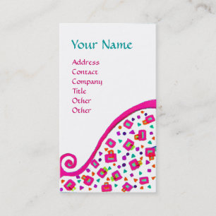 Carte De Visite DÉCO MONOGRAM Abstrait rose Fuchsia blanc