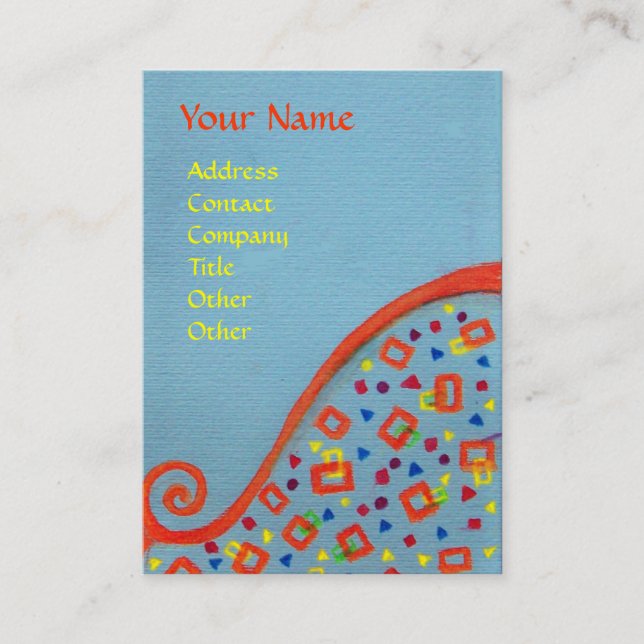 Carte De Visite DÉCO MONOGRAMME Bleu orange Jaune (Devant)