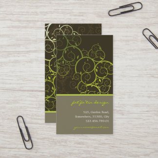 Carte De Visite Déco ornementale Verte Vignes Spirales Motif Natur