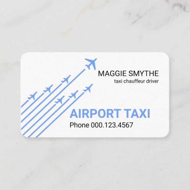 Carte De Visite Décollage Taxi Avions Bleus (Devant)