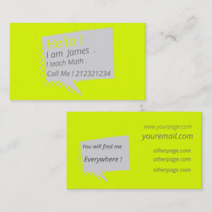Carte De Visite Décontracté et bavard - jaune fluorescent