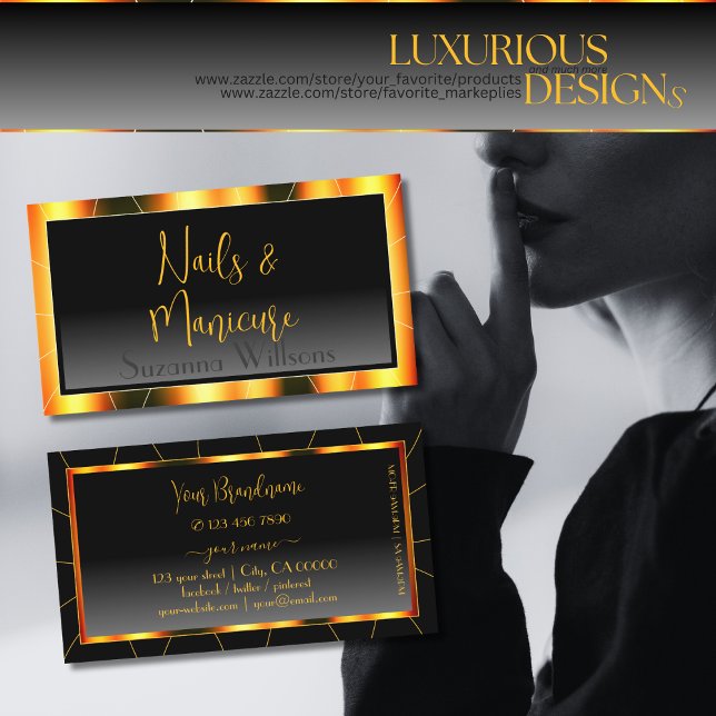 Carte De Visite Décontracté Orange Cadre Noir Gradient Identité de (Créateur téléchargé)