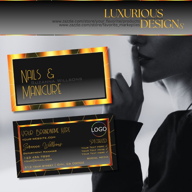 Carte De Visite Décontracté Orange Frame Black Gradient avec Cool  (Créateur téléchargé)