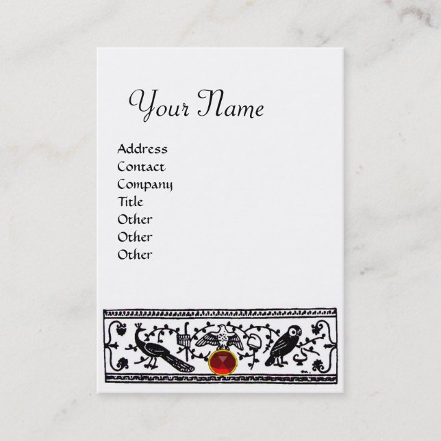 Carte De Visite DÉCOR ANTIQUE, ANIMAUX RUBY MONOGRAM noir blanc (Devant)