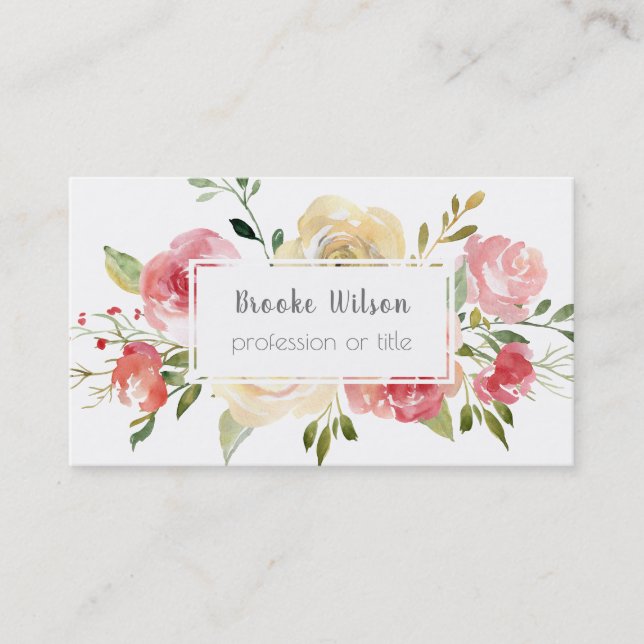 Carte De Visite décor de fleurs à l'aquarelle (Devant)