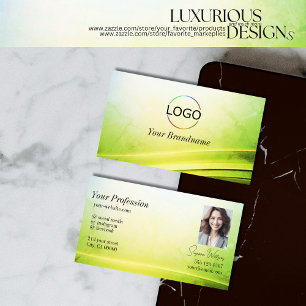 Carte De Visite Décor en marbre vert courbé avec logo photo