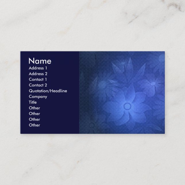 Carte De Visite Décor floral bleu 2 (Devant)