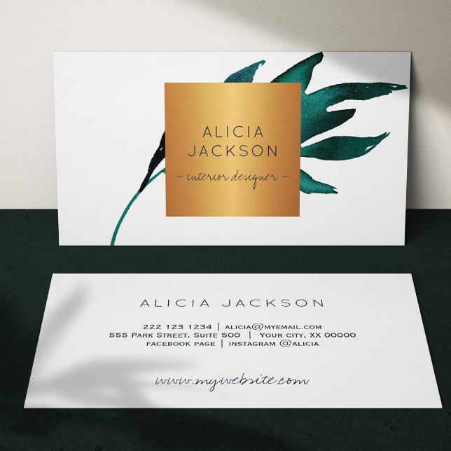 Carte De Visite Décor intérieur chic en verre de couleur bleu mari (Créateur téléchargé)