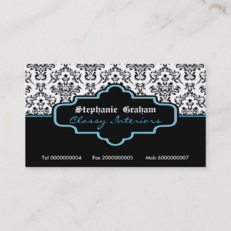 Carte De Visite Décor noir blanc damassé