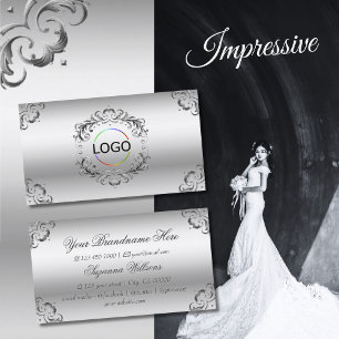 Carte De Visite Décor Orné Argent de luxe avec logo somptueux Bus