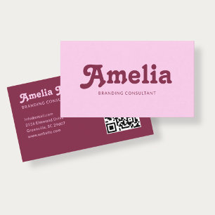 Carte De Visite Décor Rétro Minimaliste Rose