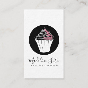Carte De Visite Décorateur de gâteau Monochrome Cupcake