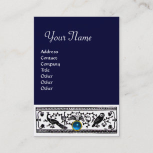 Carte De Visite DÉCORATION ANTIQUE, MONOGRAMME SAPPHIRE, bleu