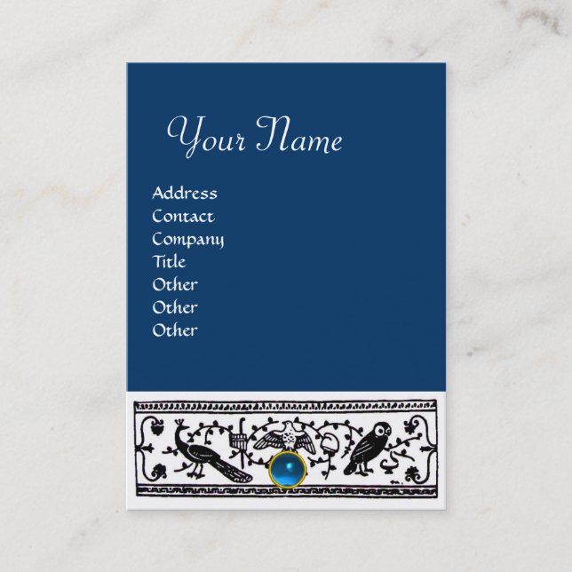 Carte De Visite DÉCORATION ANTIQUE, MONOGRAMME SAPPHIRE, bleu (Devant)