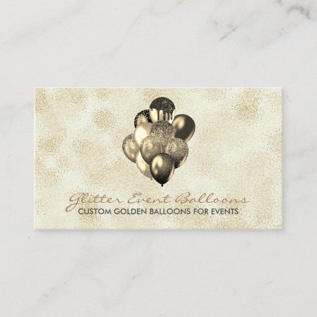 Carte De Visite Décoration de fête avec ballons dorés boho (Devant)
