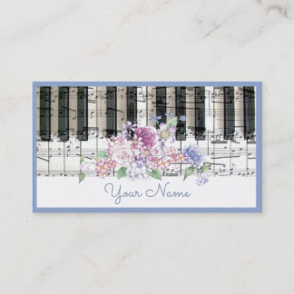 Carte De Visite décoration florale piano musique