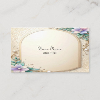 Carte De Visite Decorative Floral Frame with Pearls Business Card