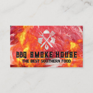 Carte De Visite Découpage de Steak   Flammes   Gril de Restaurant