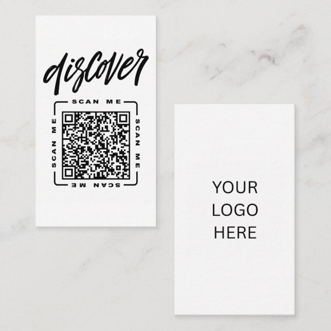 Carte De Visite Découvrez  | Modèle de code QR et de logo personna (Devant / Derrière)