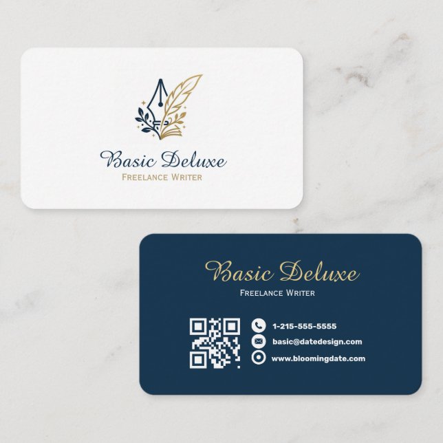 Carte de visite d'écrivain indépendant avec code Q (Devant / Derrière)