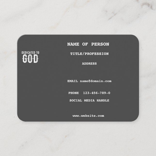 CARTE DE VISITE DÉDIÉ À DIEU COOL CUTE GRAY CUSTOM BLANC TEXTE (Devant)