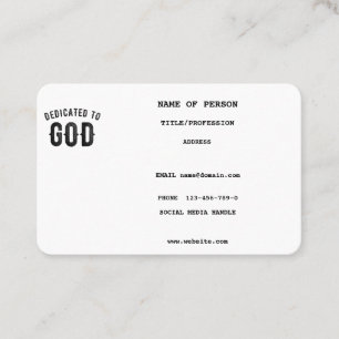 CARTE DE VISITE DÉDIÉ À DIEU COOL PERSONNALISABLE NOIR TEXTE