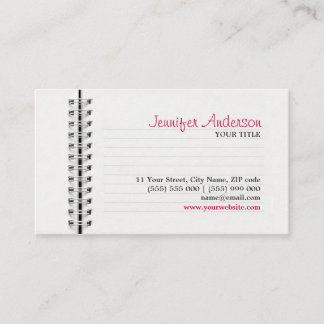 Carte de visite d'éducation de page de carnet