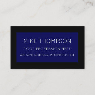 Carte De Visite deep blue & black, super simple & modern