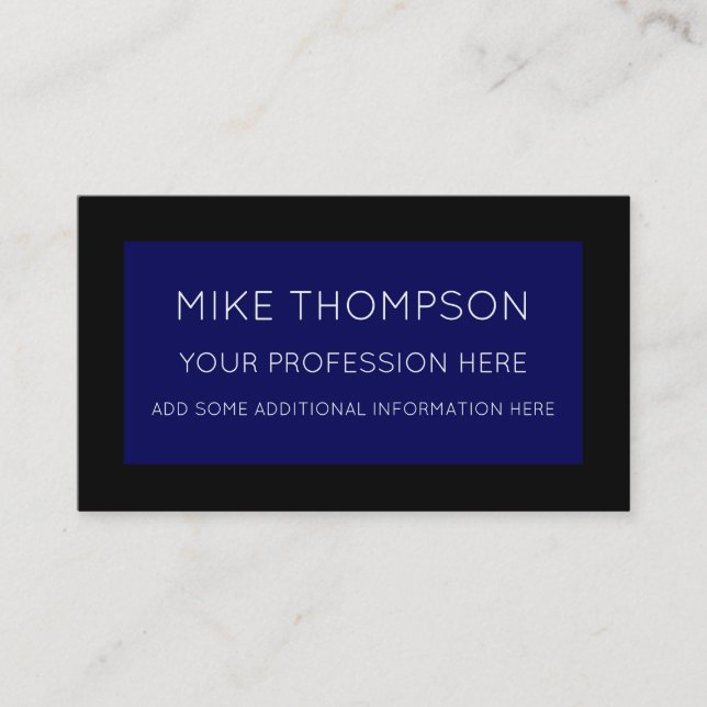 Carte De Visite deep blue & black, super simple & modern (Devant)