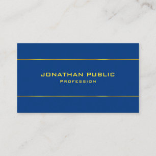 Carte De Visite Deep Blue Modèle Gold Texte moderne Élégant Coo