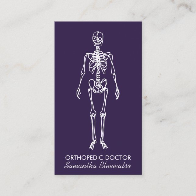 Carte De Visite Deep Violet violet pourpre docteur Squelette ortho (Devant)