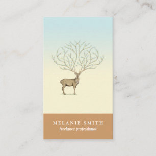 Carte De Visite Deer illustration antlers artistic floral card