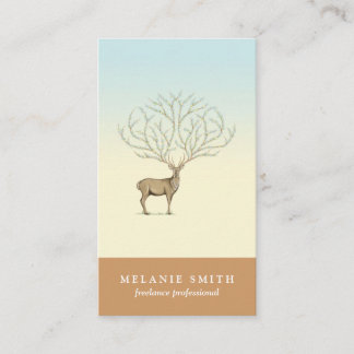 Carte De Visite Deer illustration antlers artistic floral card
