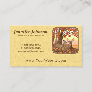 Carte De Visite Deer New England Maple Tree Automne Jaune
