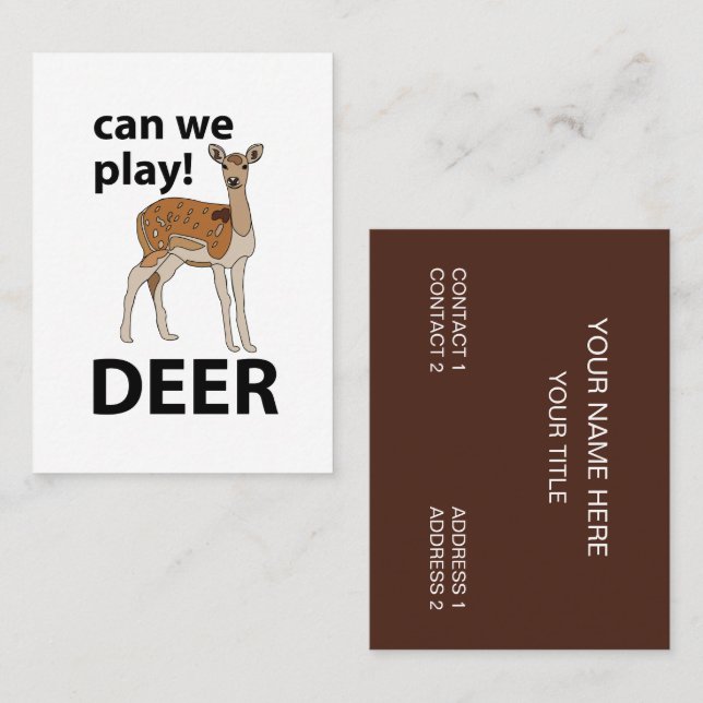 Carte De Visite Deer Pouvons-Nous Jouer De Mignons Cerfs (Devant / Derrière)