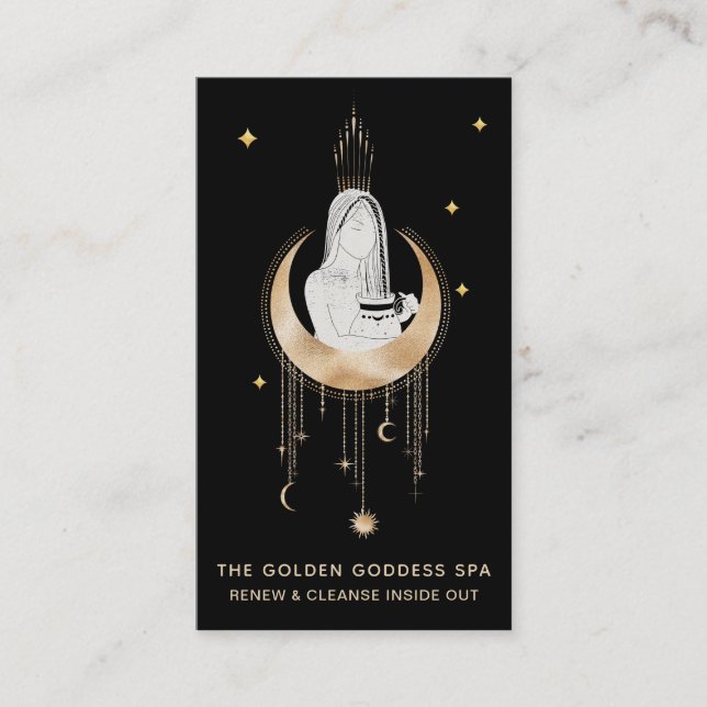 Carte De Visite *~* Déesse Mains Lune Eau Lune Etoiles Urn (Devant)