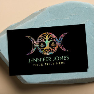 Carte De Visite Déesse Triple Moon avec triskele et arbre de vie